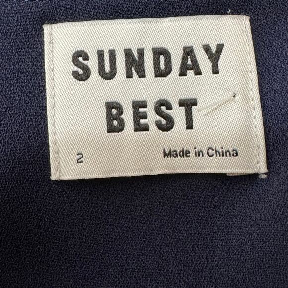 Aritzia Sunday Best Ruffle Wrap Chiffon Navy Mini Dress Size 2 - Picture 8 of 12